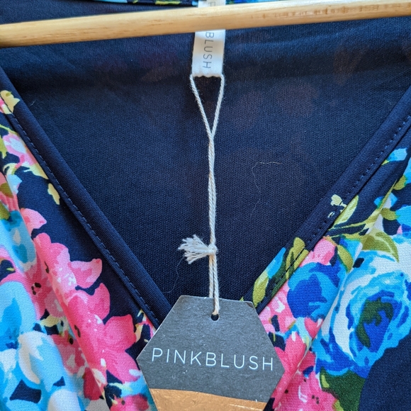 PinkBlush Flowered Navy Maternity/Nursing Dress - Picture 3 of 3